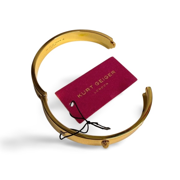 Kurt Geiger London Gold Tone Crystal & Eagle Head Hinged Bangle Bracelet NWT - Picture 7 of 9